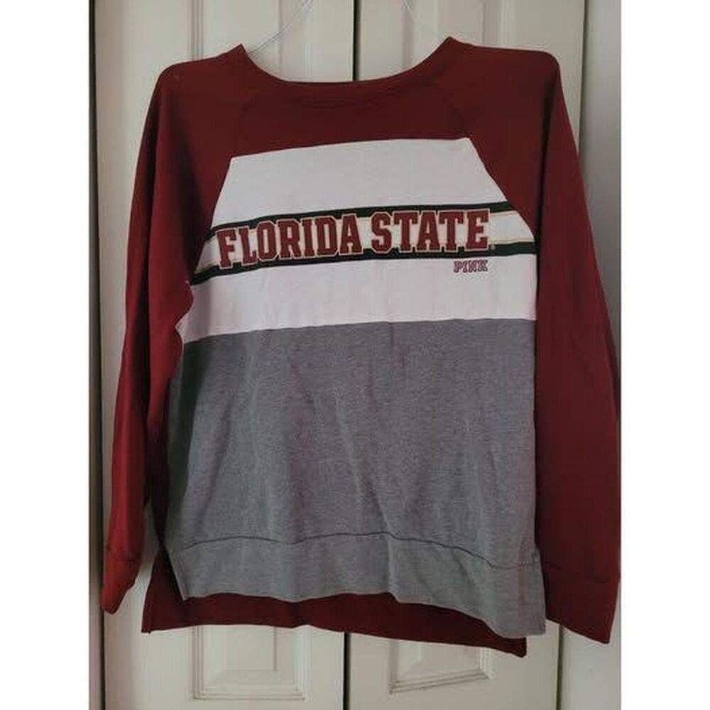 Victoria Secret PINK FSU Florida State University Colorblock Sweatshirt Small